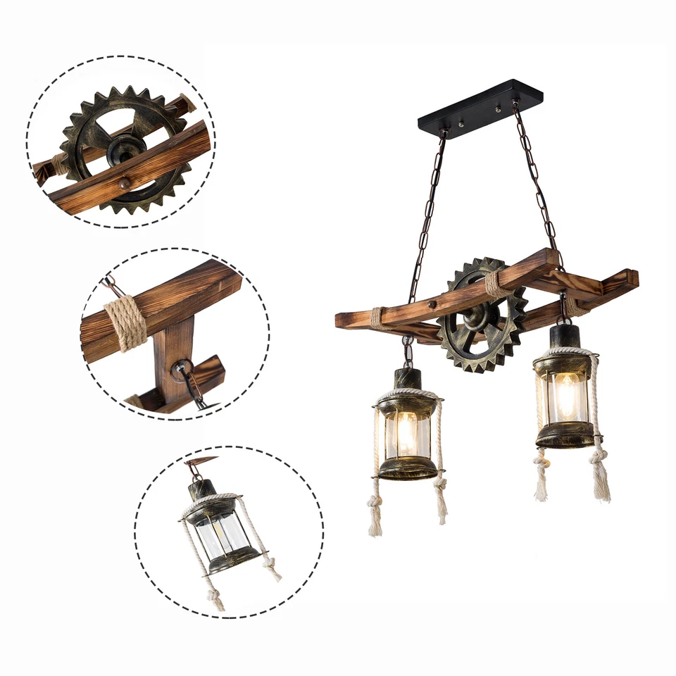 Farmhouse Chandelier Glass Shade Ceiling Light Pendant Lamp Dining Room,Kitchen - Image 4 of 4