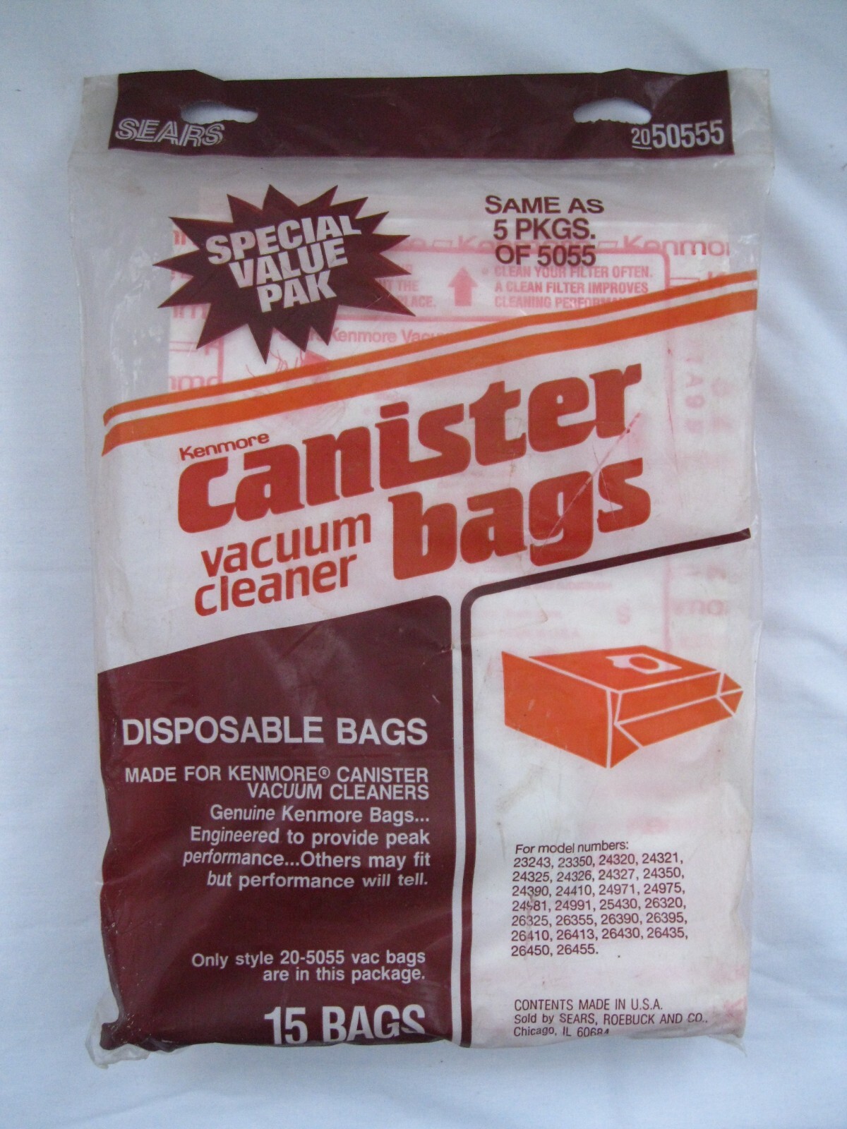 Kenmore 2050555 Canister Vacuum Cleaner Bags 5055 15 Count New Sealed