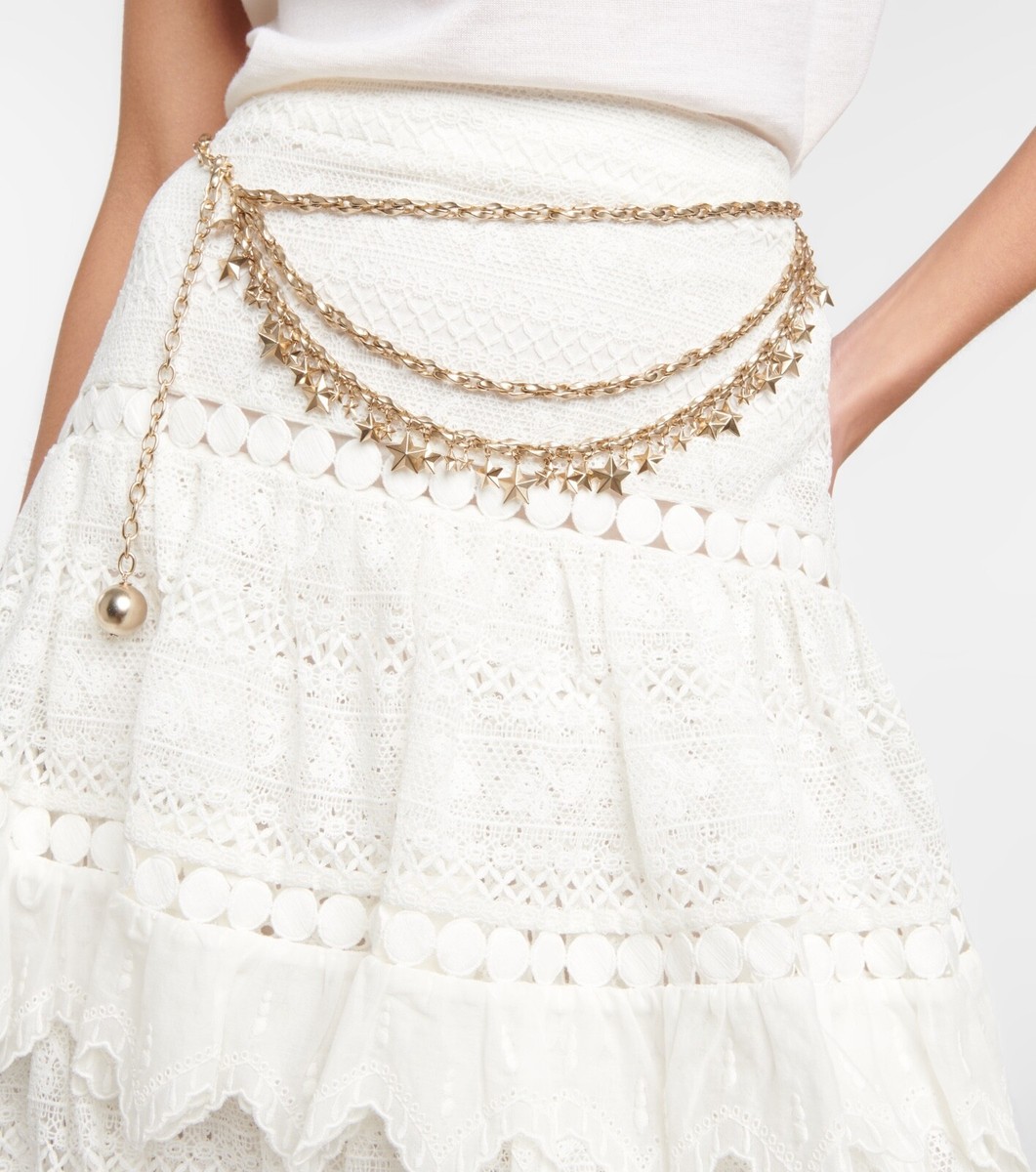 ZIMMERMANN Barrel Gold-Tone Chain Star Charms Belt Size M-L NWT