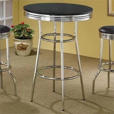 Retro Round 30-inch 1950's Bistro Pub Height Bar Table Black