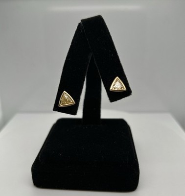 14K Yellow Gold Triangle Studs with 1.6ct of Fancy Yellow Diamonds