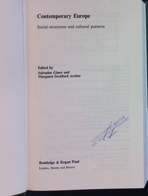 Contemporary Europe: Social Structure and Cultural Patterns International Librar
