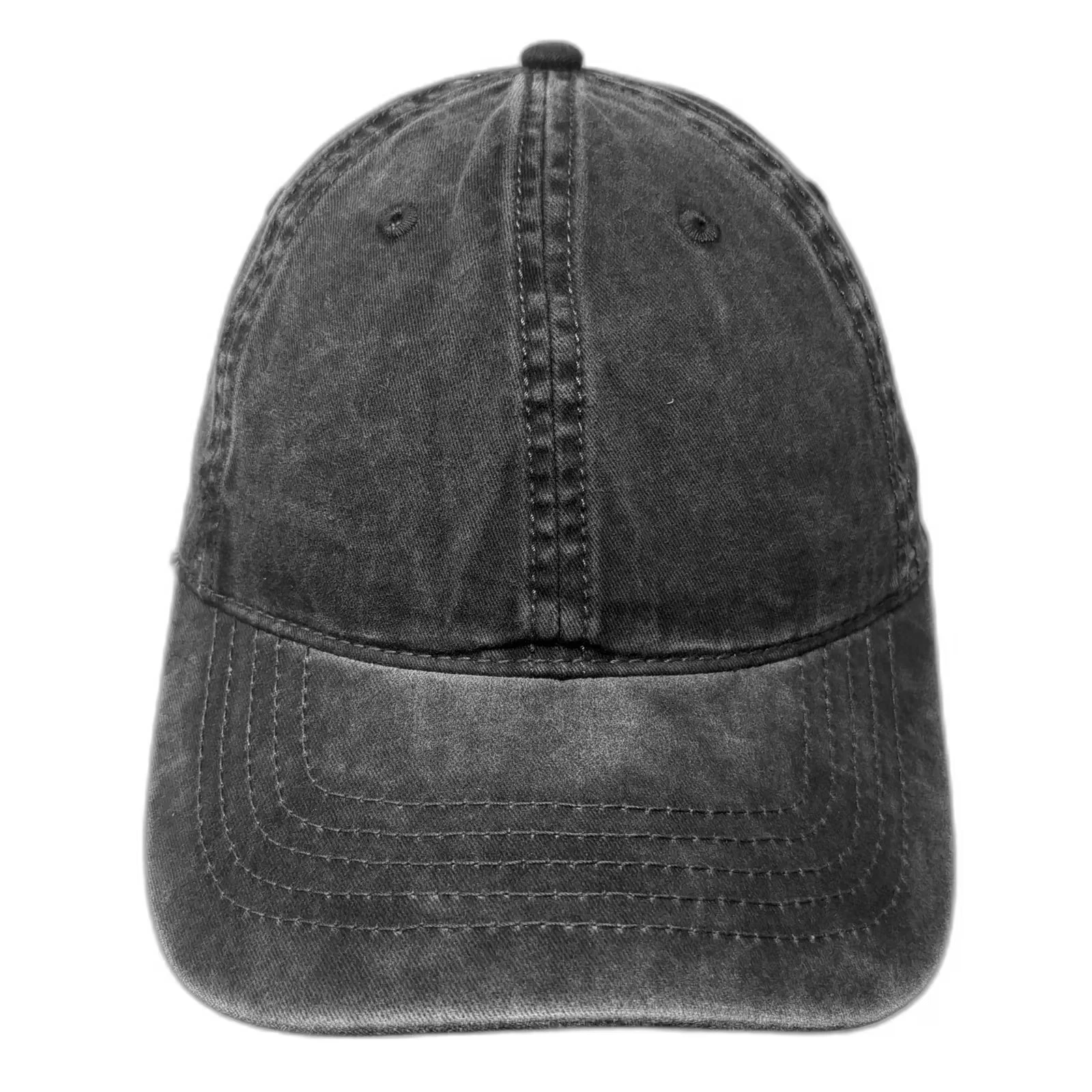 Black Baseball Cap Hat OSFM Adjustable Washed Cotton Slideback Buckle Plain