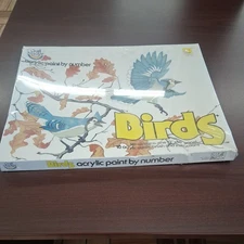 1980 Craft Master Acrylic Paint By Number Set " Birds" 12x16 with 18 Colors