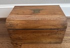 Large Antique Wood Storage Box W Brass Inlay 12” X 9” X 6” Rounded Top Loved — photo 7