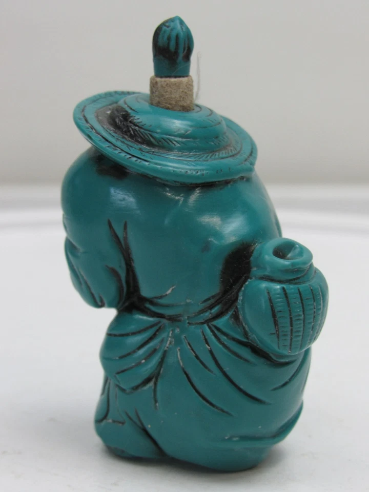 Botella de tabaco china de resina verde azulado pescador hombre vintage Foto 4 de 4