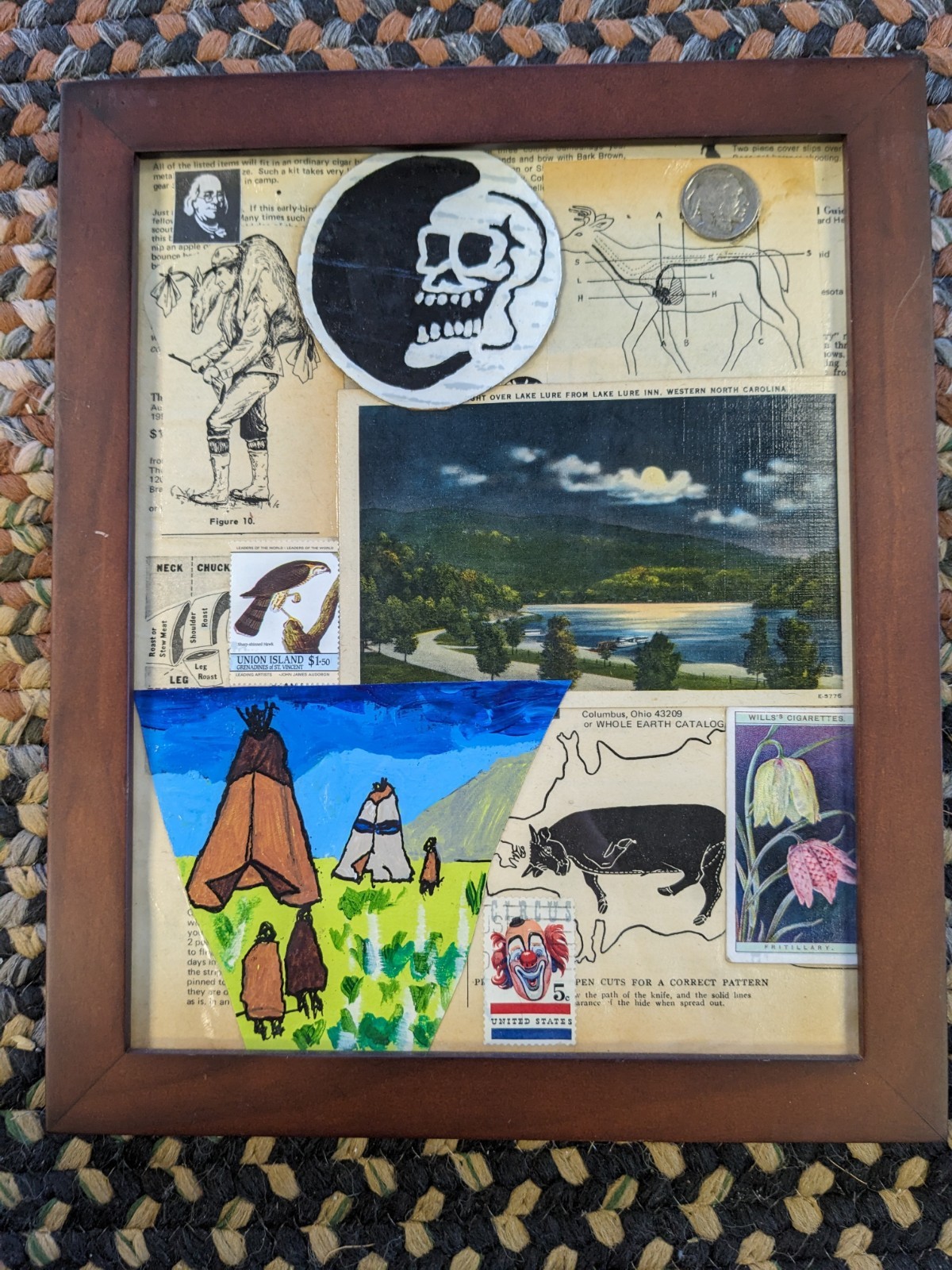 'American West 1' Original Collage Art Shadow Box Outsider Folk OOAK Framed