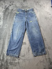 Vintage FUBU Jeans Boys 12 Relaxed Straight Neon Stitch Y2K Baggy Streetwear