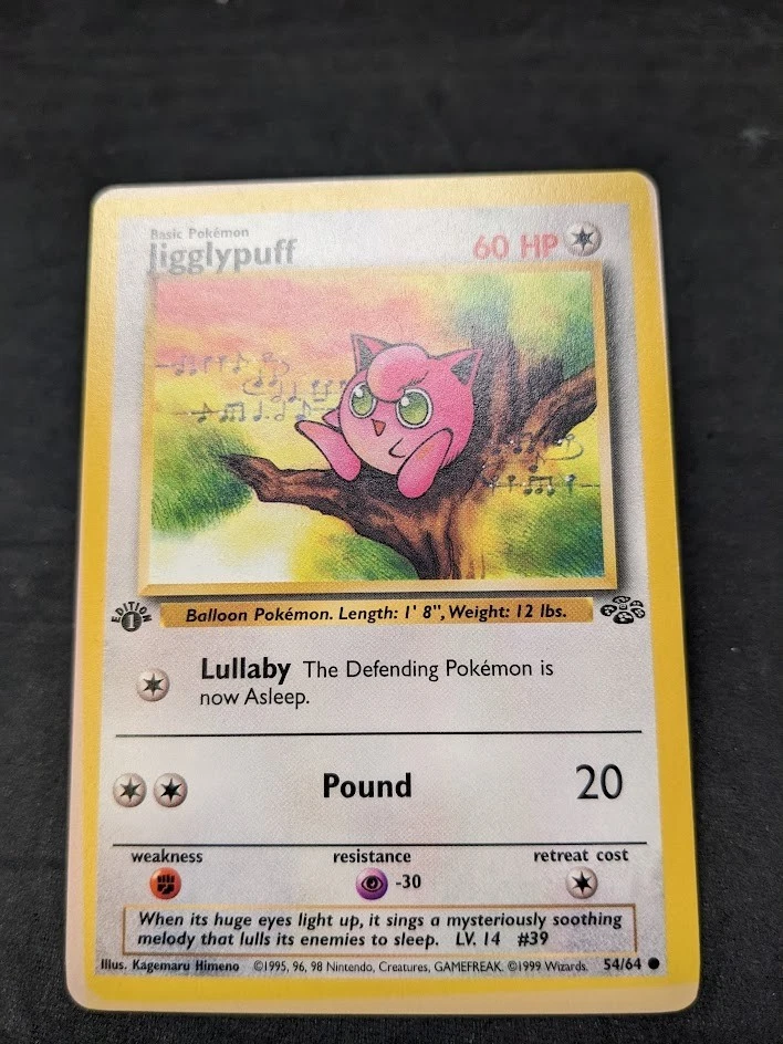 Jigglypuff  - 54/64 - Pokemon TCG 1st Ed - Jungle - MISPRINT - LP - Image 2 of 3