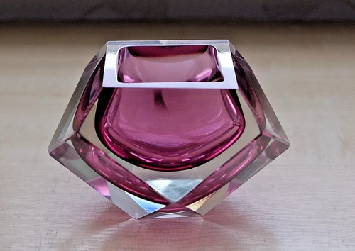 A Vintage Murano Sommerso Studio Glass Art Purple Italian Mid Century Bowl