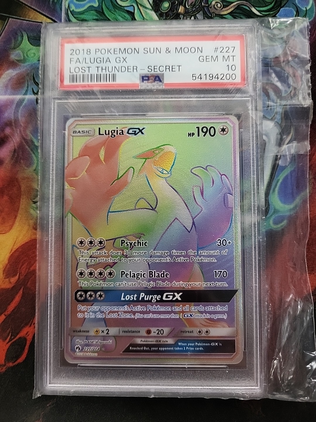 Pokemon TCG Lugia GX Secret Rare Rainbow PSA 10 GEM MINT -227/214- Lost Thunder