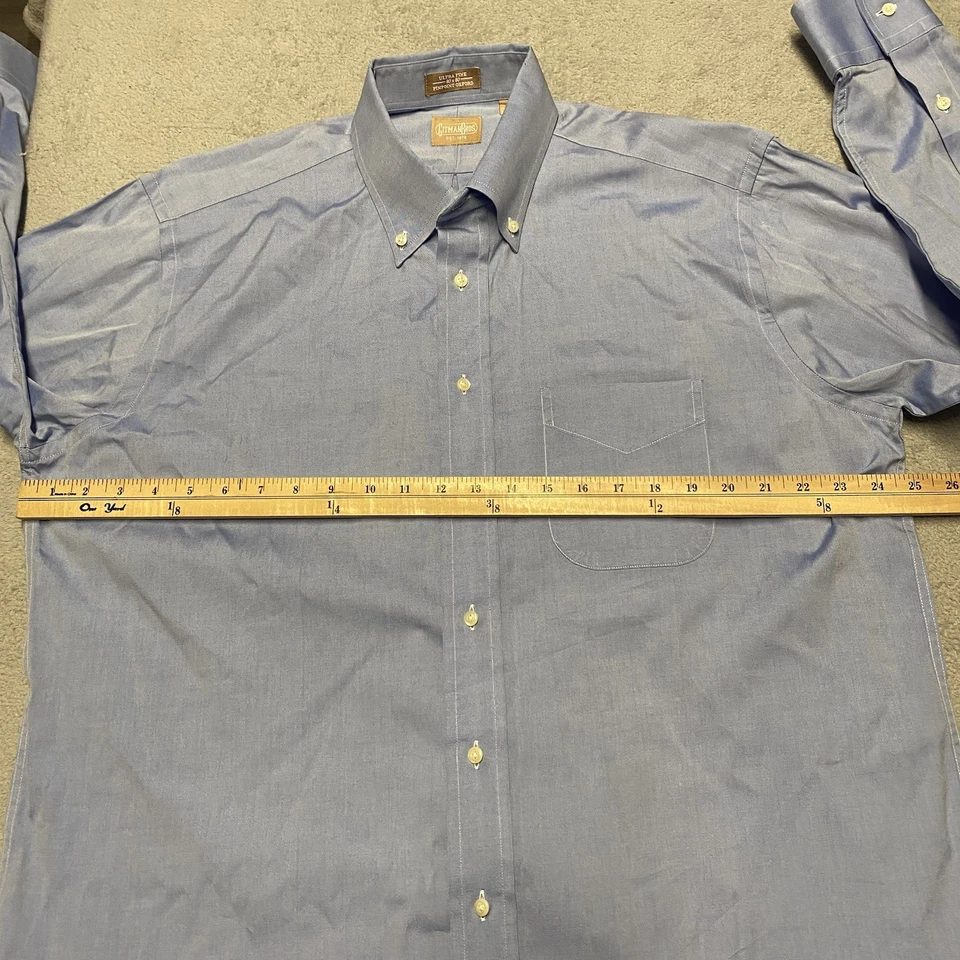 Camisa Gitman Bros Para Hombre 17/33 Azul Pinpoint Oxford Ultra Fina 80x80 Hecha en EE. UU. Foto 4 de 4