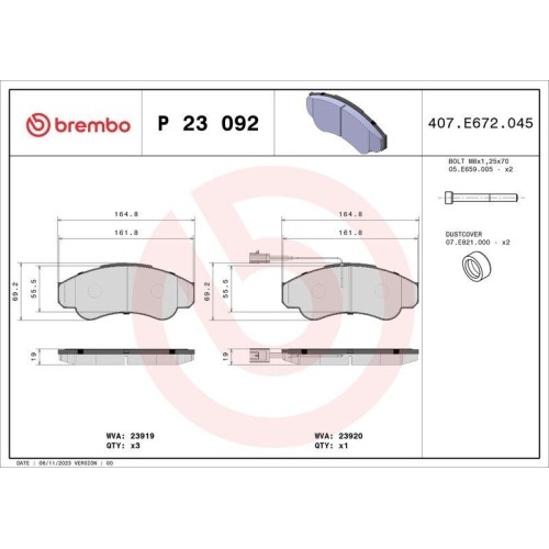 Plaquettes de frein Brembo P23092 Prime Line pour disques de Citroën C4