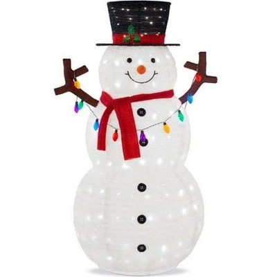NEW Best Choice Products 5ft Lighted Pop-Up Snowman Holiday Decoration w/ 200 LE