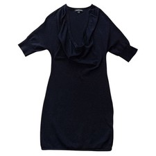 Express Wool Blend Cowl Neck Short Sleeve Black Sweater Dress Medium