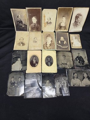 VTG Antique 19th C. Photograph Lot of 20 Tintypes & CDV Victorian Portraits