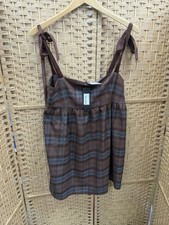 Motel Mikayla Mini Dress in Burgundy and Blue Check.