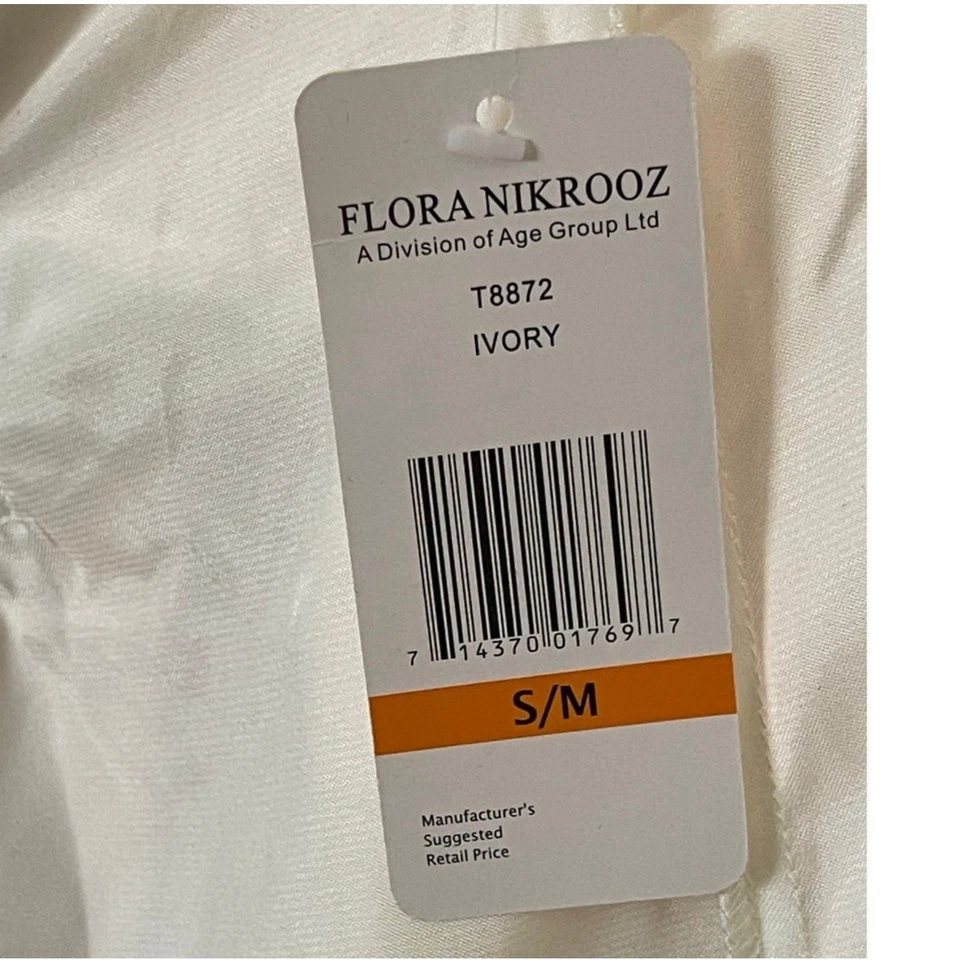 Novo com etiquetas Vintage Flora Nikrooz Roupão de Cetim Branco Tamanho Pequeno Manga Flutter Maxi Noiva - Imagem 4 de 4