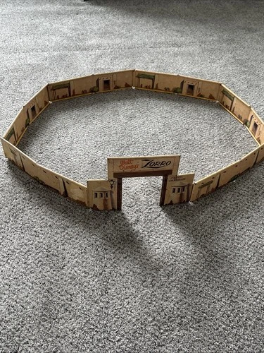 1950's Zorro Marx Playset Tin Litho Fort 6 Walls & A Gate Official Walt Disney