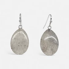 Handmade Gray Agate Quartz Teardrop Gemstones Silver Boho Earrings