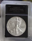 2022 US Silver Eagle $1 Gem Unc Black Bradford Slab