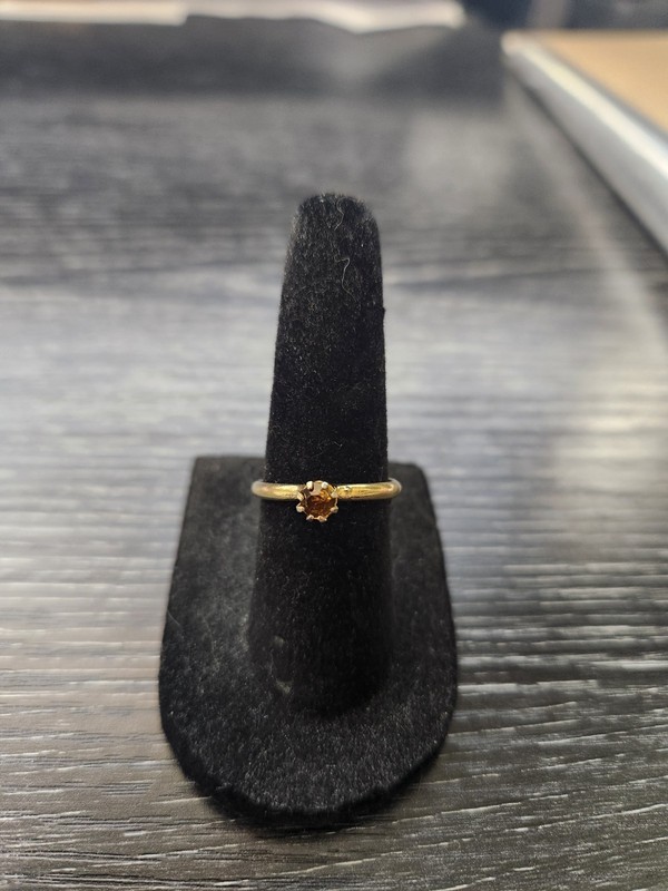 kid's ring, adjustable band, brown tormaline, gold plated
