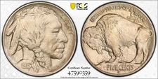 1913-D Buffalo Nickel 5C PCGS MINT STATE 64 MS 64 Type 1, On Raised Ground
