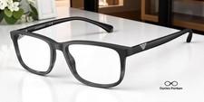 EMPORIO ARMANI EA3098 5566 Black Striped Grey Demo Lens 53 mm Men's Eyeglasses