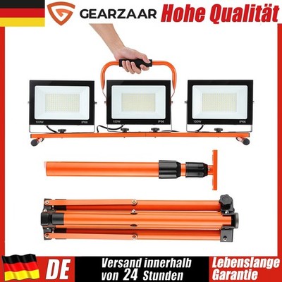 LED Baustrahler mit Stativ 3x 100W Strahler Kaltweiß LED Baustellenlampe 30000LM