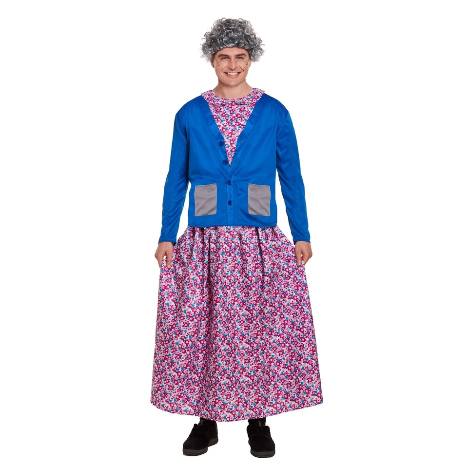 HENBRANDT Mens Naughty Granny Costume Funny Stag Do Old Age Fancy Dress Outfit