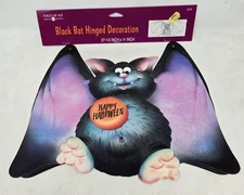 Vintage Halloween Black Bat Hinged Die-cut Forget Me Not American Greetings