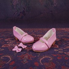 Little PU Leather Student Shoes Bow Deco Low Heeled Shoes for 1/4 1/3 BJD Doll