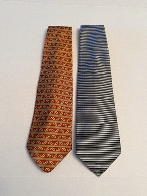 Lot Of 2 Robert Talbott Best In Class Silk Ties Red Gold Paisley & Black Silver