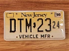 NEW JERSEY LICENSE PLATE " DTM  23  24 "   VEHICLE MFR MANUFACTURER  DLR DEALER