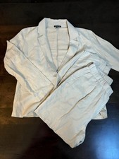 Traje Pantalón Mujer Eileen Fisher Seda Y Lino Sarga Beige Pequeño Pequeño