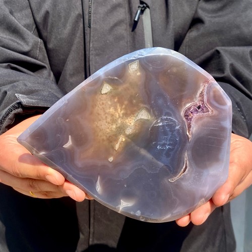 460G Natural Beautiful amethyst Agate Geode Crystal Slice Extra Gemstone - 第 13/14 張圖片