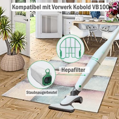 10 Vlies Staubsaugerbeutel + 3 Filter geeign. für Vorwerk Kobold VB100 FP100 - Bild 5 von 19