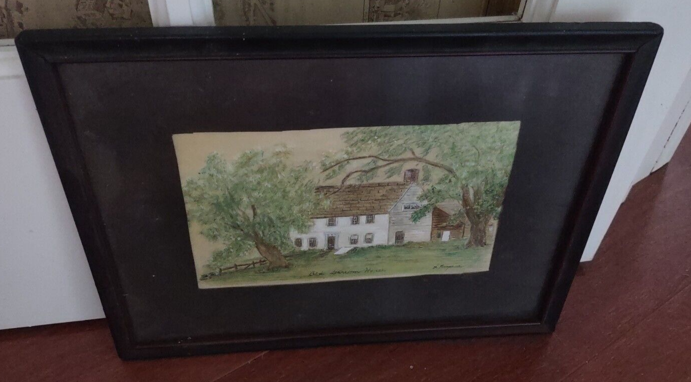 ORIGINAL OIL PASTEL PAINTING PEASLEE OLD GARRISON HOUSE HAVERHILL MA K