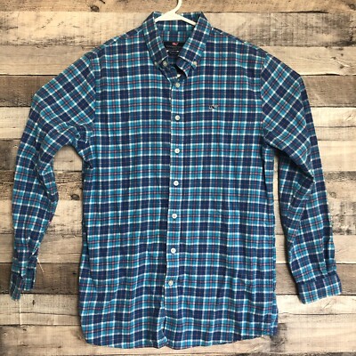 Vineyard Vines Flannel Shirt Boys XL Plaid Whale Button Up Long Sleeve