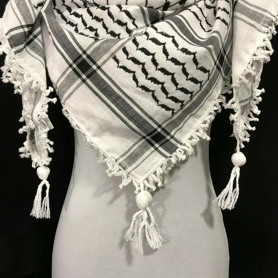 Keffiyeh Shemagh Todo Original Hecho en Palestina Bufanda Árabe Kufiya Arafat Algodón Foto 3 de 4