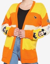 Disney Mickey Mouse Halloween Candy Corn Stripe Girls Open Cardigan Size S