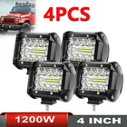 4pc 4" 12V 1200W LED Work Light Bar Cube Flood Pods Driving Off-Road Tractor 4WD