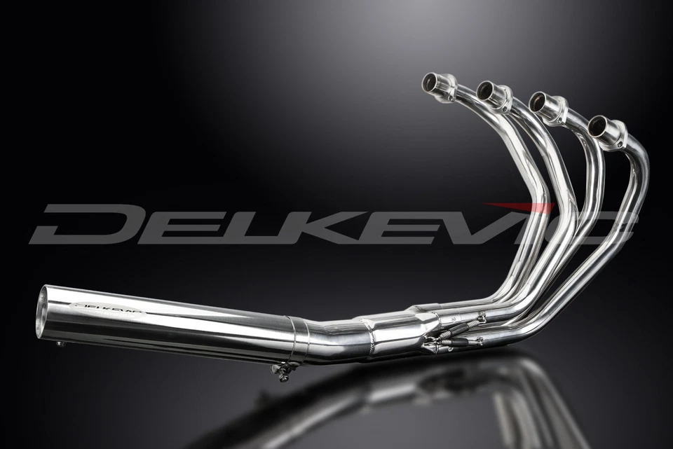 Silenciador recto de acero inoxidable 4-1 escape completo Delkevic Honda CB400 F 1975-1977 Foto 2 de 4