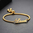 Personalized Custom Name Heart Bracelet Bangle Stainless Steel Gold Jewelry Gift