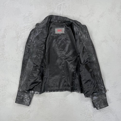Vintage L.E.I. Genuine Leather Snakeskin Print Zip Front Jacket Women's Medium - Picture 3 of 5