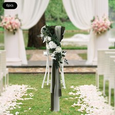 Wedding Chair Decoration 6pcs Chair Decoration Artificial Flower with Fabric