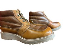NOS Sz 8 Womens Vtg 70s Hiking Boots PUFF Leather Double H Vibram Sole Shoes
