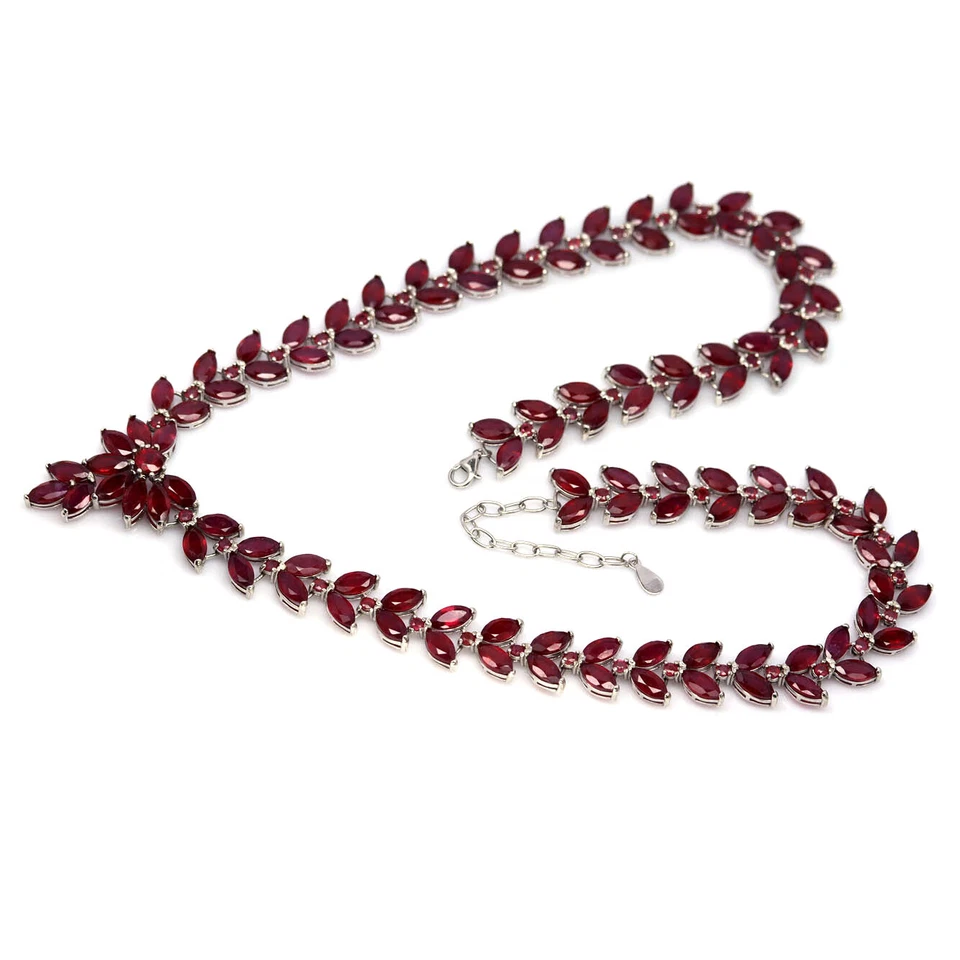 Gemstone Heated Red Ruby Pendant & Necklace 20" 925 Sterling Silver - Image 4 of 4