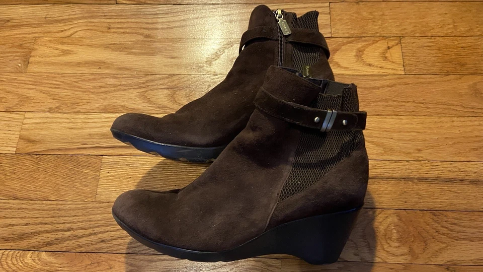 EUC блондинка коричневый замшевый на танкетке ботинок 8 Вт - Изображение 2 из 4