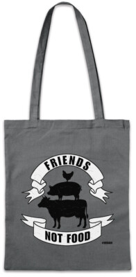 Friends Not Food Animals Hipster Bag Stofftasche Stoffbeutel Veganer